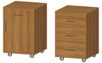 Armoire de laboratoire mobile en bois moderne avec tiroirs verrouillables et roulettes pour une utilisation flexible en poste de travail de laboratoire