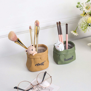 กระถางดอกไม้กระดาษสร้างสรรค์ ที่ใส่ปากกา ทรงกลม ทำจากเรซิ่น ลายสัตว์ สำหรับใช้บนโต๊ะทำงาน ออฟฟิศ โรงเรียน - Product Image 2