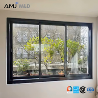 Fenêtre coulissante en aluminium noir anti-poussière avec moustiquaire, vente en gros de fenêtres coulissantes en verre pour la maison et le bureau