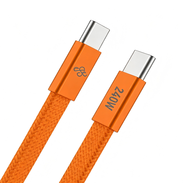 Wholesale USB-C to USB-C Flat Braided Cable 240W 6A Fast Charging Flat Wire Data Cables for iPhone to Android