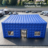 Tente Gonflable Portable en Forme de Cube avec Porte en Verre, Idéale pour les Espaces Temporaires Extérieurs et les Services de Location