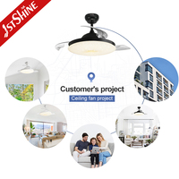 Ventilador de Techo Inteligente 1stshine Retráctil con Iluminación de 3 Colores, Bajo Consumo de Energía, Ahorro Energético, con Aspas Ocultas