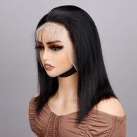 Pelucas Cortas Bob al por Mayor de Cabello Humano, con Encaje Frontal, Cutícula Alineada, Cabello Virgen Vietnamita Crudo, Liso Sedoso, para Mujeres Negras