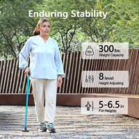 Canne pliante portable en aluminium Rehaescort Quad, hauteur réglable, légère, 0,8 kg