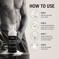 Pembersih Intim Pria Label Pribadi Kustom OEM, Ekstrak Tea Tree Oil & Aloe Vera, Menghilangkan Bau, Menyegarkan, Pembersih Busa Higienis 120ml