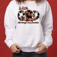 Avec Dieu, toutes les choses sont possibles God's Girl DTF Transfer Printing Garment Heat Sticker Applique Ready to Press Livraison gratuite