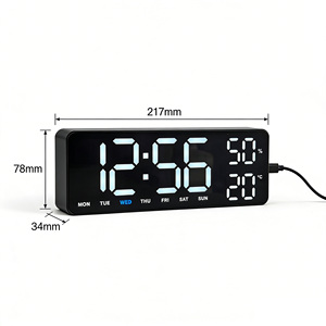 Nuovo Orologio <span class=keywords><strong>da</strong></span> <span class=keywords><strong>Parete</strong></span> Digitale LED Silenzioso con Calendario, Temperatura, Umidità, Retroilluminazione e Sveglia, Design Moderno <span class=keywords><strong>da</strong></span> Appendere per Casa - Product Image 2