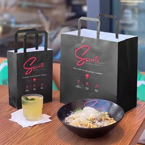 Custom Eco-Friendly Disposable Recyclable Biodegradable Takeaway Packaging bar Western Food Kraft Paper <b>Bags</b> with Logo - Product Image 5