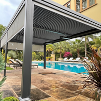 Sweet Home Pavillon-Pergola-Kombination für den Außenbereich, Aluminium, motorisiertes Lamellendach, einziehbares Dach, LED, wasserdicht, bioklimatisch, UV-Schutz