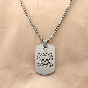 Collar con Colgante de Calavera de Acero Inoxidable para Hombre, Estilo Punk Retro, Cadena Tipo Placa de Identificación 12043 - Product Image 1