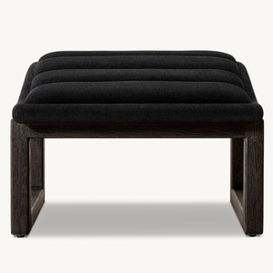 Fauteuil de salon moderne en lin de style américain Rhoohill avec repose-pieds, <span class=keywords><strong>chaise</strong></span> longue en chêne blanc avec cadre en bois massif - Product Image 6