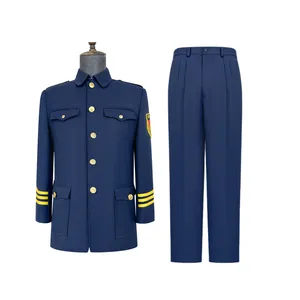 कस्टम नेवी ब्लू सुरक्षा गार्ड पायलट वर्दी अधिकारी रॉयल गार्ड वर्दी बिक्री के लिए रंगीन जाकेट और पैंट सेट