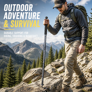 Bâton de marche modulaire d'extérieur, bâton de survie et de trekking avec insert couteau-fourchette, pointe en tungstène, poignée ergonomique - Product Image 6