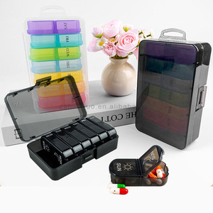 热大容量黑色饮用水7天14格网格药丸收纳盒<span class=keywords><strong>2</strong></span>次每周药丸收纳盒带外壳 - Product Image 6