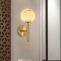 Applique murale boule de fer de luxe moderne en marbre longue décoration intérieure naturelle maison hôtel luminaires muraux élégants