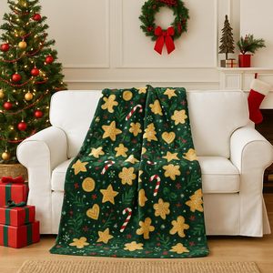 Green Christmas Deer Flannel <b>Blanket</b> <b>Throw</b> <b>Blanket</b> Nap <b>Blanket</b> Party Decor Xmas Gift Skin Friendly Reversible for Winter Warmth - Product Image 5