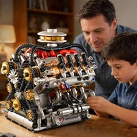 Kit de Briques de Construction Moteur V8 Turbocompressé en Gros, Modèle de Voiture Mécanique DIY, Jouet de Collection pour Adultes, Décoration de Bureau