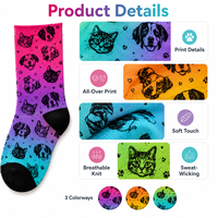 Chaussettes en coton pour femmes, design personnalisé, tricotées, respirantes, imprimées, colorées, animaux de dessin animé, écologiques, imprimées de motifs amusants