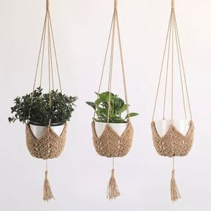 Bầu Trời thực vật nồi lưới Deco lưới 10 inch UK Treo Giỏ dệt trong chậu 12 Chậu 8 móc áo màu đen khay hoa trong nhà - Product Image 1