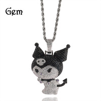Pendentif Petit Diable en Cuivre et Zircon, Collier Kuromi Unique et Polyvalent au Design Distinctif