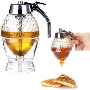 200Ml Acryl Pot Honing Dispenser Met Standaard Liqude Dispenser Voor Siroop En Honing