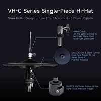 Cymbale Hi-Hat électronique monobloc 14 pouces à triple zone avec déclencheur de bord de cloche pour batterie électronique