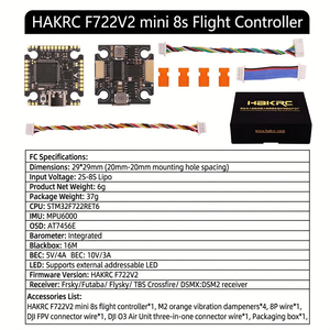 Carte mère de contrôle de vol miniaturisée Hakrc F722 Crossing Machine 8S pour drone, connexion directe numérique et analogique, micrologiciel BF INav - Product Image 4