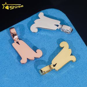 سعر الترويج تمرير الماس اختبار الفضة الإسترليني مطلي بالذهب مخصص مثلج خارج الهيب هوب المويسانيتي حرف م قلادة - Product Image 4