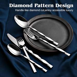 Juego de cubiertos duraderos de primera calidad Cubiertos decorativos de metal con acabado brillante Fácil de limpiar para comidas familiares Bodas y restaurantes - Product Image 3