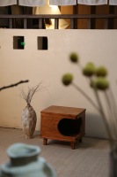 Table d'appoint de chambre à coucher en bois plaqué, style traditionnel, avec 1 tiroir, pour lit de chat, canapé, table d'angle, meuble pour animaux de compagnie, écologique et durable