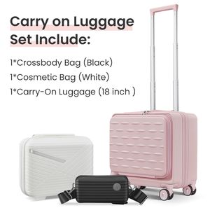 DB 18\" <b>Hard</b> <b>Shell</b> Hardside Carry-On Luggage Front Open Door Laptop Interlayer Built-In TSA Lock ABS Aluminum Main <b>Suitcase</b> - Product Image 2
