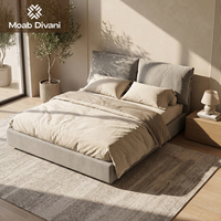 Cadre de lit simple à profil bas en tissu flanelle gris clair, taille king, pour la maison, l'hôtel, la chambre d'hôtes