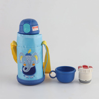 500ml enfants thermos tasse en acier inoxydable dinosaure flacons sous vide enfants mignon bouteille d'eau thermique gobelet avec paille et sac