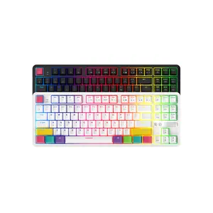 AJAZZ K870T 87 คีย์ RGB แบบมีสายไร้สาย dual-โหมด BT Gaming คีย์บอร์ดประเภท C สําหรับแล็ปท็อป/PC/Win