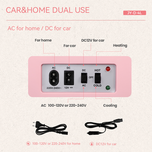 Fabricant 4L AC DC Blanc Rose Petit <span class=keywords><strong>Mini</strong></span> Réfrigérateur Portable Avec Miroir Lumière LED pour Maquillage Skincare CAR Réfrigérateurs - Product Image 5