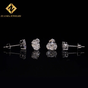 Boucles d'oreilles ovales solitaires en or massif 10 carats avec diamant de laboratoire certifié NGIC, bijoux fins pour femmes, mariage et usage quotidien - Product Image 6