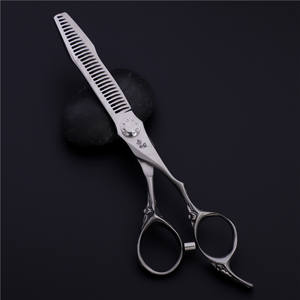 Tijeras de peluquería Klq de 6.0 pulgadas, acero inoxidable 440C, tijeras planas, tijeras de entresacar, mango largo, acabado mate - Product Image 5