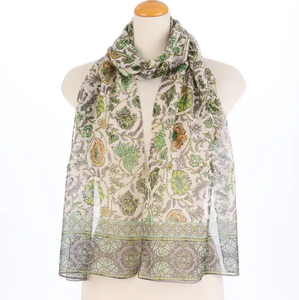 Spring Paisley Floral Print Scarf Lightweight Chiffon Neck <b>Wrap</b> Vintage Style <b>Shawl</b> for Women Multi-Colors - Product Image 6