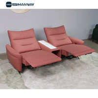 Sofa Recliner Elektrik 2 Dudukan Kulit Modern untuk Home Theatre dari Pabrik Foshan, Nyaman dengan Pengisian Daya USB & Penyimpanan