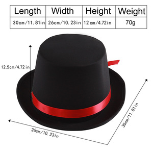 Sombrero de Navidad negro con cinta roja y decoración de ajenjo para fiestas y actuaciones - Product Image 4