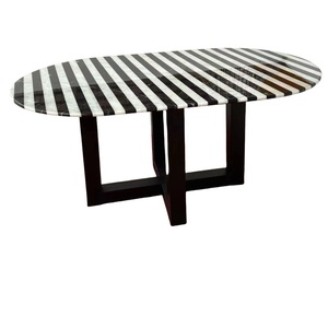 Tùy chỉnh Nero MARQUINA Đá Cẩm Thạch Bàn cà phê tự nhiên màu đen trắng xen kẽ màu gỗ chân hiện đại phòng khách phòng chờ đồ nội thất - Product Image 3