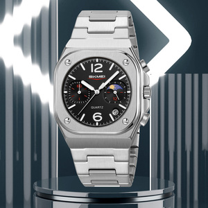 SKMEI 9368 高級シチズンムーブメント搭載ステンレススチールラウンドダイヤルクォーツ腕時計、ムーンフェイズ付き、ユニセックス - Product Image 2