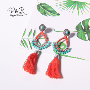 joyas de piedra de pavimentación de Textil envuelto con cuentas borla Frange gota <span class=keywords><strong>pendientes</strong></span> de cristal de Murano <span class=keywords><strong>pendientes</strong></span> - Product Image 4
