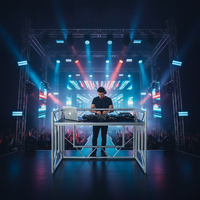 Stand de DJ portable en aluminium, comptoir de bar pliable pour utilisation sur scène, structure modulaire avec capacité de charge de 300 kg, noir et blanc