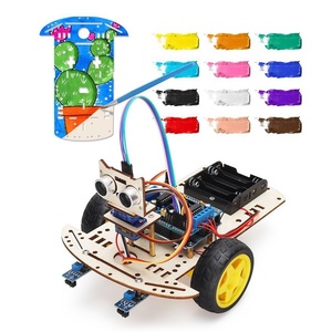 Voiture robot intelligente programmable à deux roues avec évitement d'obstacles par ultrasons, kit de robot voiture à peindre soi-même compatible avec <span class=keywords><strong>Arduino</strong></span> - Product Image 1