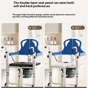 Cadeira de Transferência Portátil Hospitalar Cinza com Bandeja para Refeições, Uso Doméstico, Cadeira de Rodas para Deficientes com Elevador - Product Image 5