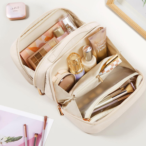 Borse per il trucco da viaggio personalizzate per borse professionali per cosmetici di grande capacità per Organizer portatile spalancato - Product Image 1