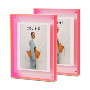 Trong suốt <span class=keywords><strong>Acrylic</strong></span> khung ảnh Neon màu hồng nổi bóng hộp lucite khung hình treo tường hiện đại nghệ thuật hiển thị khung - Product Image 1