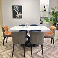 Table à manger moderne en ardoise Delifeng pour petit appartement à Foshan, avec chaises en acier inoxydable, pour restaurant, 5 personnes