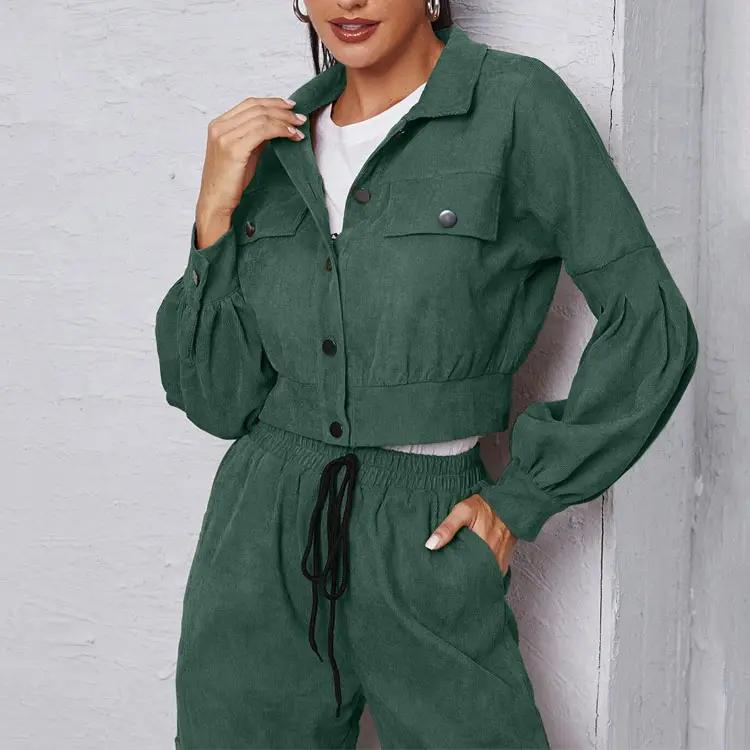 Women's Suit Wholesale Custom Logo Color Fashion Women Single Breasting Top Jacket Cargo Pants 2 Piece Set Sweatsuits